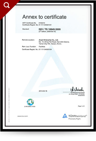 Annex to Certificate